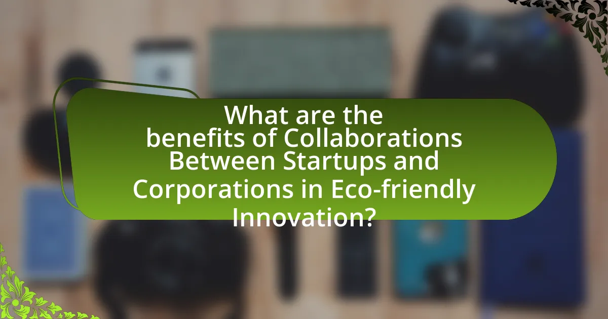 What are the benefits of Collaborations Between Startups and Corporations in Eco-friendly Innovation?