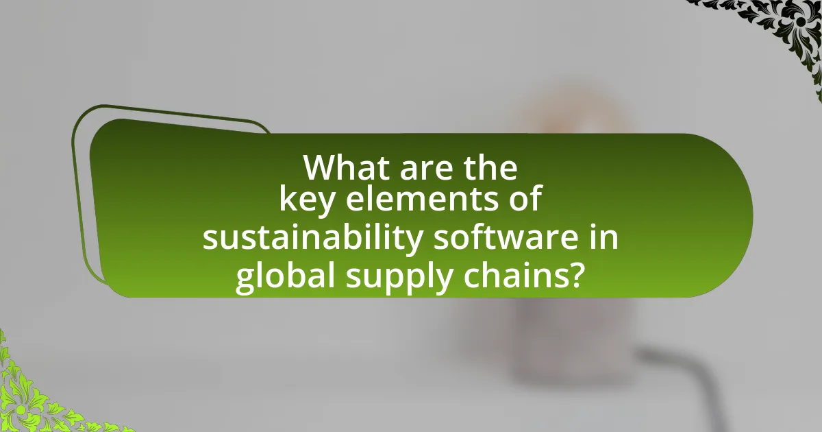 What are the key elements of sustainability software in global supply chains?