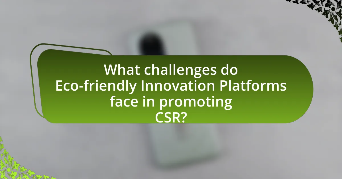 What challenges do Eco-friendly Innovation Platforms face in promoting CSR?