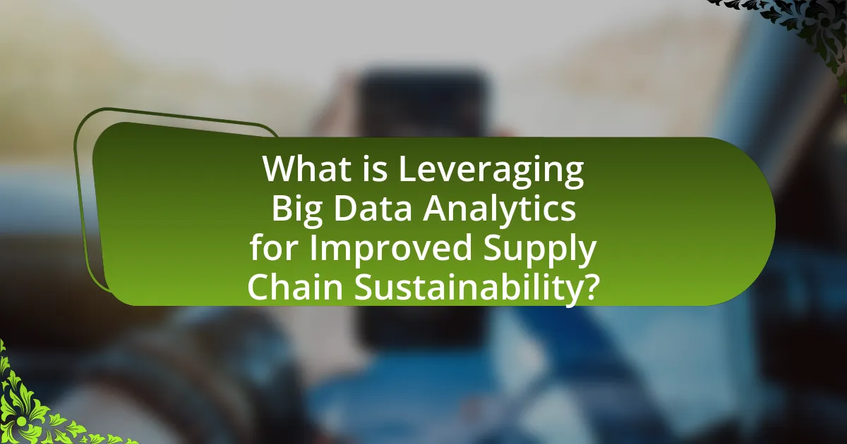 What is Leveraging Big Data Analytics for Improved Supply Chain Sustainability?