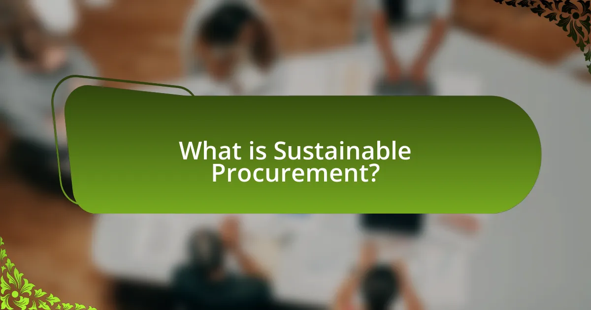 What is Sustainable Procurement?